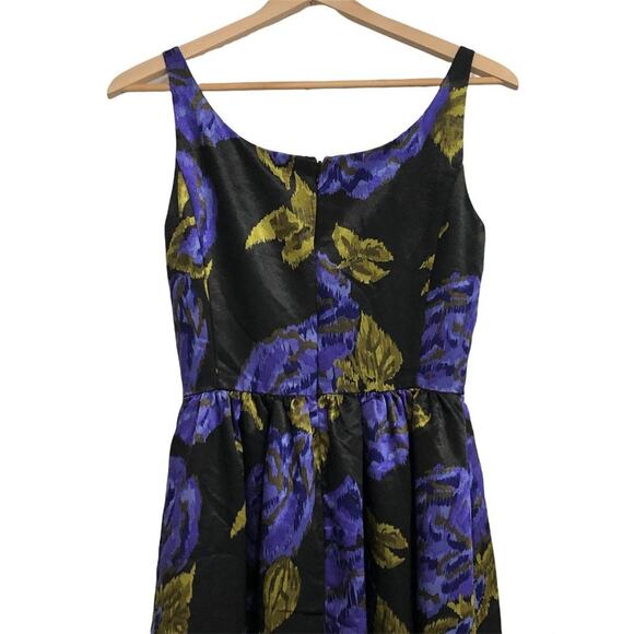 Becky & Max Women's Purple Black Floral Print Summer Dress SIZE 2 - Picture 5 of 7